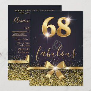 Invitation Élégante 68 et fabuleuse Parties scintillant d'or