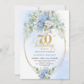 Invitation élégante 70e Anniversaire Hydrangea Ble (Devant)