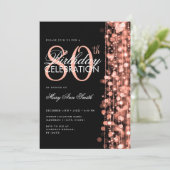 Invitation Elégante 80e anniversaire de la fête Glam Sparkle (Debout devant)