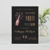 Invitation Elégante 80e fête d'anniversaire Champagne d'or no (Debout devant)