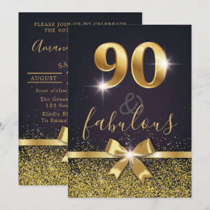 Invitation Elégante 90 & Fabulous Gold Parties scintillant 90