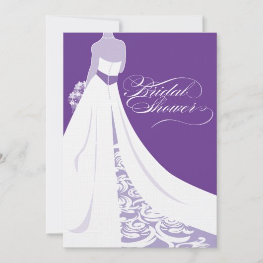 Invitation Élégante à la douche nuptiale violette (Devant)