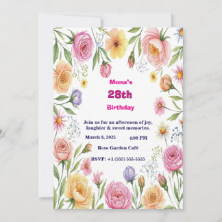 Invitation élégante à l'aquarelle florale pour les