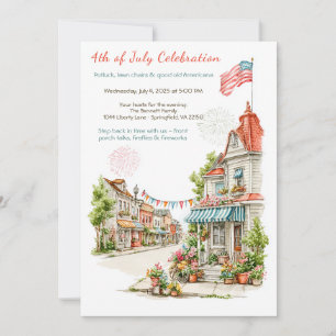 Invitation élégante à l'aquarelle pour le 4 juille
