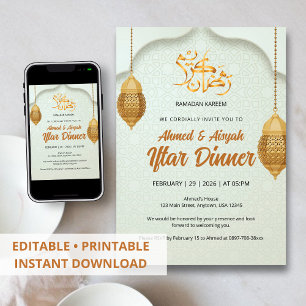 Invitation élégante à l'Iftar de Ramadan avec lant
