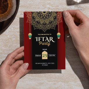Invitation élégante à l'Iftar de Ramadan Black Gol