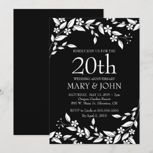 Invitation élégante à motif floral pour les 20 ans