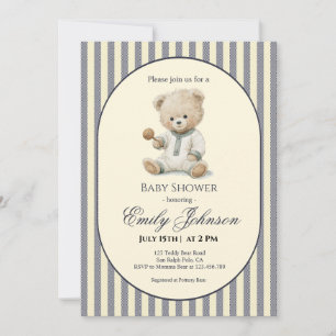 Invitation élégante à rayures pour Baby Shower ave