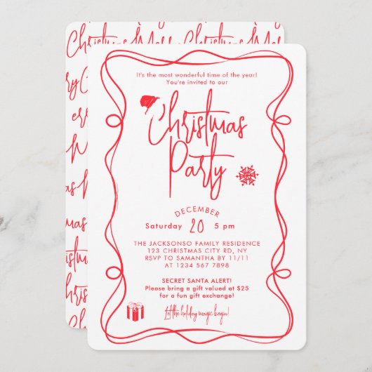 Invitation élégante à une soirée de Noël (Devant / Derrière)