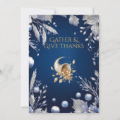 Invitation Elégante Action de grâce Bleue avec Cornucopia & A (Devant)