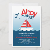 Invitation Élégante Ahoy Matey Nautical Boy Birthday Party (Devant)