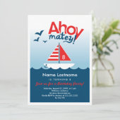 Invitation Élégante Ahoy Matey Nautical Boy Birthday Party (Debout devant)