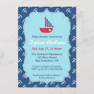 Invitation Elégante Ancre nautique baby shower nautique