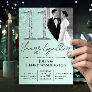 Invitation Élégante Anniversaire de Mariage Diamant Vert