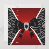 Invitation Élégante Anniversaire Rouge Wild Black  (Dos)