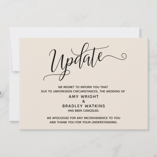 Invitation Élégante Annonce de Crème d'annulation de mariage (Devant)