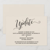 Invitation Élégante Annonce de Crème d'annulation de mariage (Devant / Derrière)