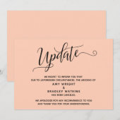 Invitation Élégante Annonce de Mariage Annulé Saumon Clair (Devant / Derrière)