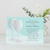 Invitation Elégante Aqua Cheers Vins Fête des mariées (Debout devant)