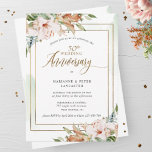 Invitation Elégante aquarelle 50e anniversaire Mariage Floral<br><div class="desc">Célébrez la joie de votre 50e anniversaire (ou autre numéro) avec cet élégant invitation ! Design avec délicates taches d'aquarelle vert pâle en cascade derrière cadre doré avec d'exquis bouquets de fleurs aquarelles encadrant vos détails d'anniversaire. Possibilité de customiser une invitation à n'importe quel numéro d'anniversaire dont vous pourriez avoir...</div>