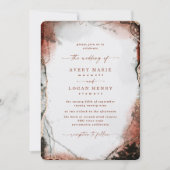 Invitation Elégante aquarelle Abstraite brûlée Mariage orange (Devant)