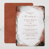 Invitation Elégante aquarelle Abstraite brûlée Mariage orange (Devant / Derrière)