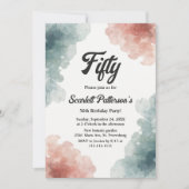 Invitation Elégante aquarelle Abstraite Elégante 50e annivers (Devant)