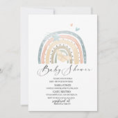 Invitation Elégante aquarelle arc-en-ciel et papillon Floral (Devant)