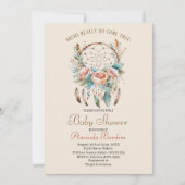 Invitation Elégante aquarelle attrape rêve et fleurs (Devant)