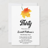 Invitation Elégante aquarelle automne Feuilles Boho 30e anniv (Devant)