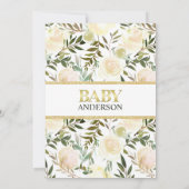 Invitation Elégante aquarelle Baby shower d'ivoire rose flora (Dos)