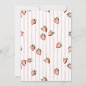 Invitation Elégante aquarelle Baby shower fille fraise (Dos)