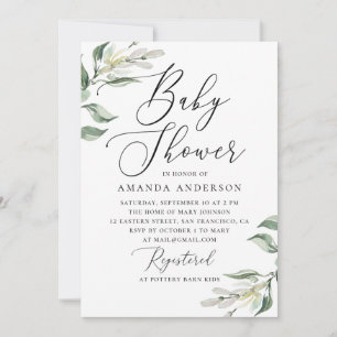 Invitation Elégante aquarelle baby shower floral italien