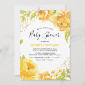 Invitation Elégante aquarelle Baby shower floral jaune (Devant)