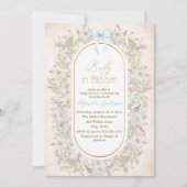 Invitation Elégante aquarelle bébé dans le sang Fleurs roses  (Devant)