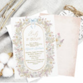 Invitation Elégante aquarelle bébé dans le sang Fleurs roses 