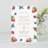 Invitation Elégante aquarelle Berry Baby shower doux (Debout devant)