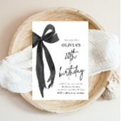 Invitation Elégante aquarelle Black Bow 20e fête d'anniversai