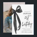 Invitation Elégante aquarelle Black Bow 21e fête d'anniversai<br><div class="desc">Fêtez vos 21 ans de style avec ces invitations chic et sophistiquées ! 🎀 Présentant un design minimaliste d'aquarelle à arc noir, ces élégants invitations donnent le ton d'une fête d'anniversaire glamour et inoubliable. Parfaits pour une coquette, une cravate noire ou une soirée moderne, ils apportent une touche de luxe...</div>