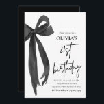 Invitation Elégante aquarelle Black Bow 21e fête d'anniversai<br><div class="desc">Fêtez vos 21 ans de style avec ces invitations chic et sophistiquées ! 🎀 Présentant un design minimaliste d'aquarelle à arc noir, ces élégants invitations donnent le ton d'une fête d'anniversaire glamour et inoubliable. Parfaits pour une coquette, une cravate noire ou une soirée moderne, ils apportent une touche de luxe...</div>