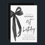 Invitation Elégante aquarelle Black Bow 21e fête d'anniversai<br><div class="desc">Fêtez vos 21 ans de style avec ces invitations chic et sophistiquées ! 🎀 Présentant un design minimaliste d'aquarelle à arc noir, ces élégants invitations donnent le ton d'une fête d'anniversaire glamour et inoubliable. Parfaits pour une coquette, une cravate noire ou une soirée moderne, ils apportent une touche de luxe...</div>