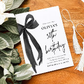 Invitation Elégante aquarelle Black Bow 30e fête d'anniversai