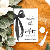 Invitation Elégante aquarelle Black Bow 40e fête d'anniversai