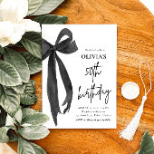 Invitation Elégante aquarelle Black Bow 50e fête d'anniversai