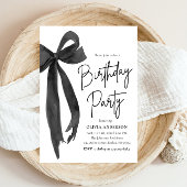 Invitation Elégante aquarelle Black Bow fête d'anniversaire