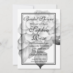 Invitation Elégante aquarelle blanche gris noir floral