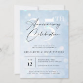 Invitation Elégante aquarelle bleu classique 25e anniversaire (Devant)