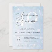 Invitation Elégante aquarelle bleu classique 40e anniversaire (Devant)