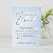 Invitation Elégante aquarelle bleu classique 40e anniversaire (Debout devant)