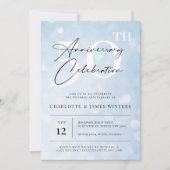 Invitation Elégante aquarelle bleu classique 50e anniversaire (Devant)